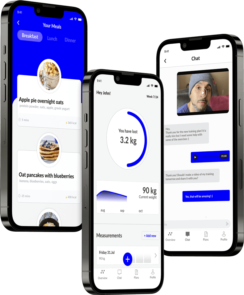 A mockup of the coaching app showcasing the features.